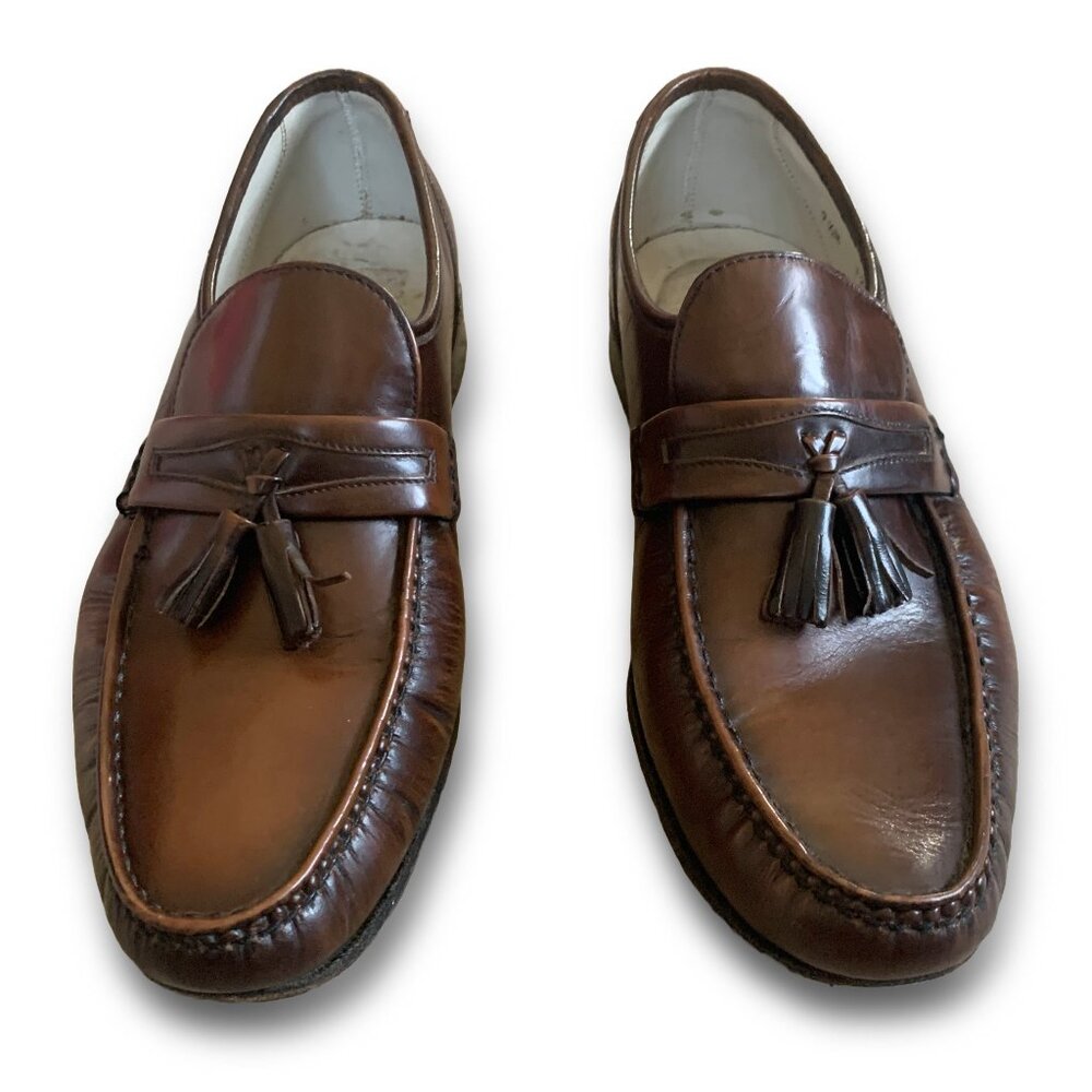 San Remo Men’s Vintage Italian Leather Tassel Penny Loafers - size 9.5M